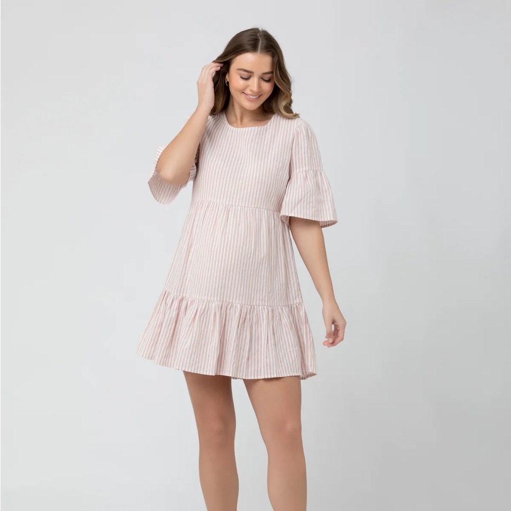 PINK/WHITE STRIPED- SMALL MATERNITY DRESS- RIPE MATERNITY- BRAND NEW W TAGS